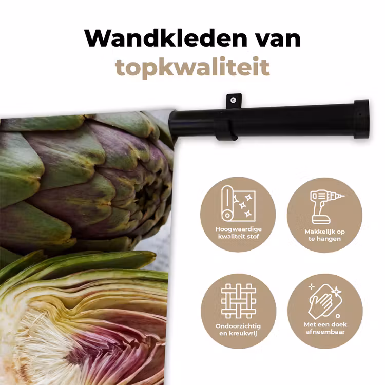 Wall Hanging - Artichoke - Cut in Half - Food - Artisjok - Doorgesneden - Eten Wandkleed katoen klein