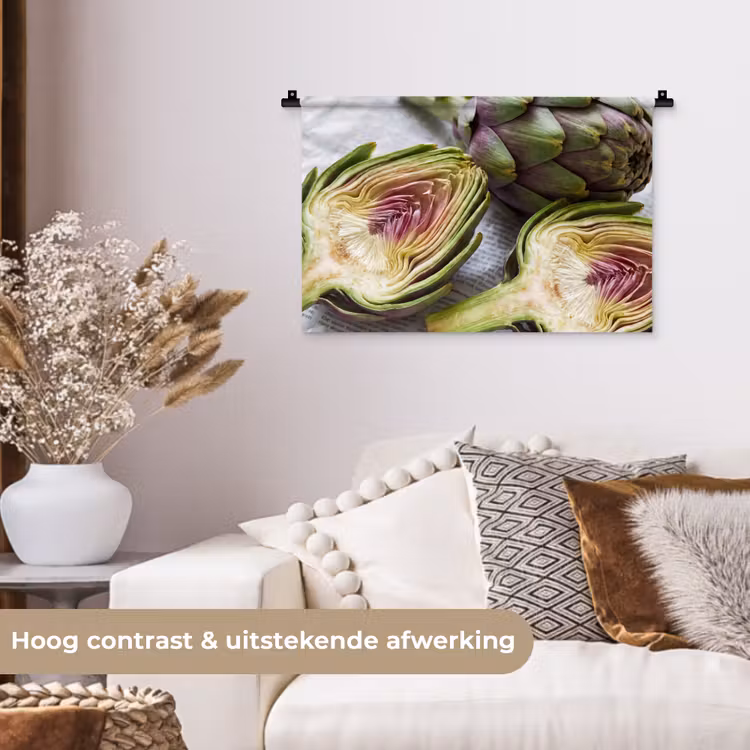 Wall Hanging - Artichoke - Cut in Half - Food - Artisjok - Doorgesneden - Eten Wandkleed katoen klein