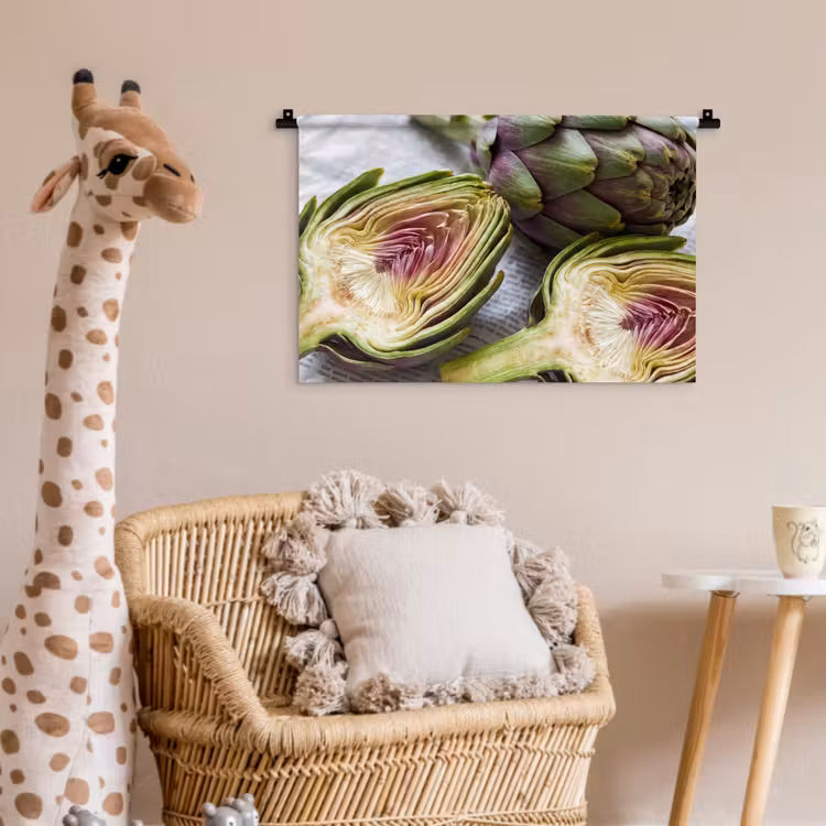 Wall Hanging - Artichoke - Cut in Half - Food - Artisjok - Doorgesneden - Eten Wandkleed katoen klein