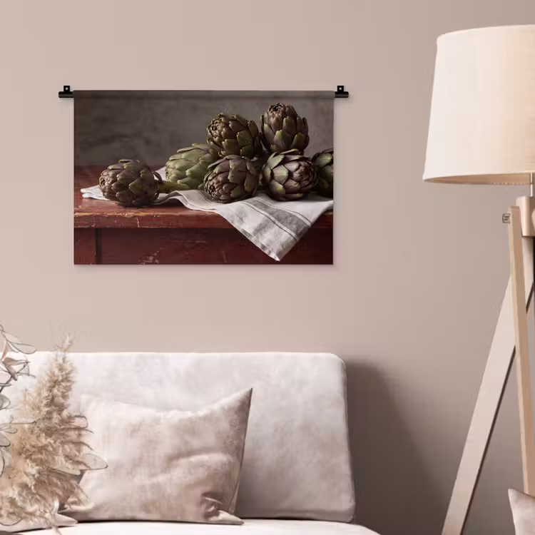 Wall Hanging - Artichoke - Food - Rustic - Artisjok - Eten - Rustiek Wandkleed katoen klein
