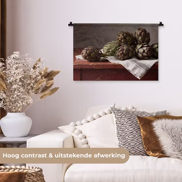 Wall Hanging - Artichoke - Food - Rustic - Artisjok - Eten - Rustiek Wandkleed katoen klein