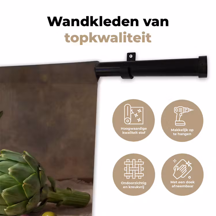 Wall Hanging - Artichokes - Olives - Food - Artisjokken - Olijven - Eten Wandkleed katoen klein
