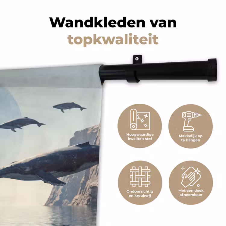 Wall Hanging - Astronaut - Whale - Fantasy - Ruimtevaarder - Walvis - Fantasie Wandkleed katoen klein