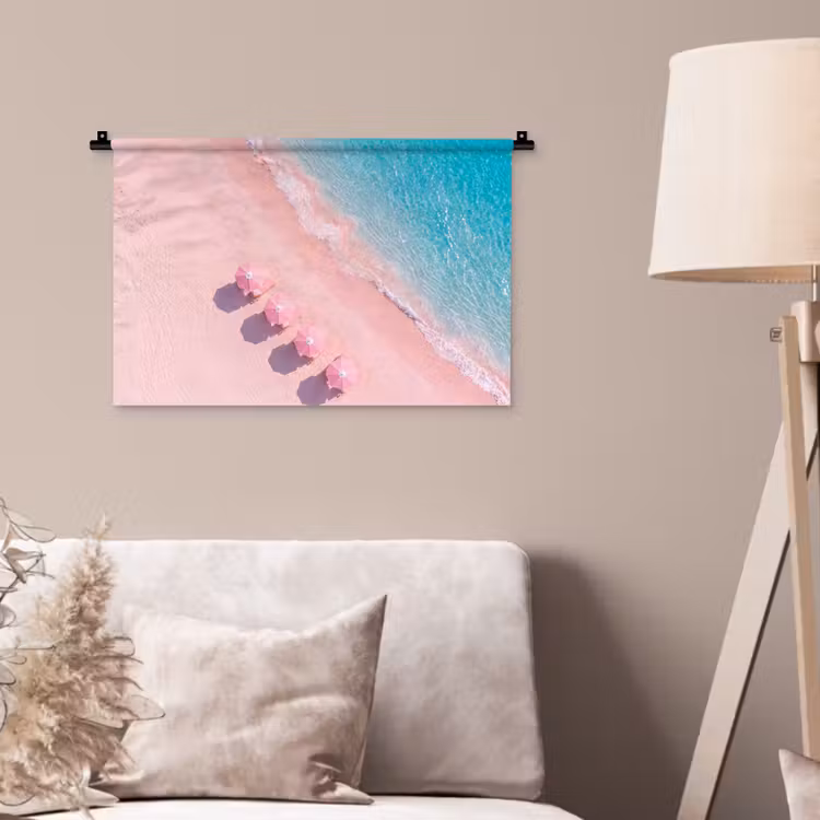 Strand - Roze zand - Zee - Zomer - Natuur Wandkleed katoen klein -sfeer4