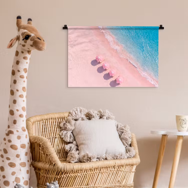 Strand - Roze zand - Zee - Zomer - Natuur Wandkleed katoen klein -wsfeer5_kind