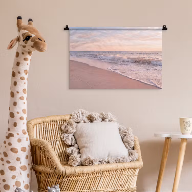 Strand - Zee - Golven - Natuur - Zonsondergang Wandkleed katoen klein -wsfeer5_kind