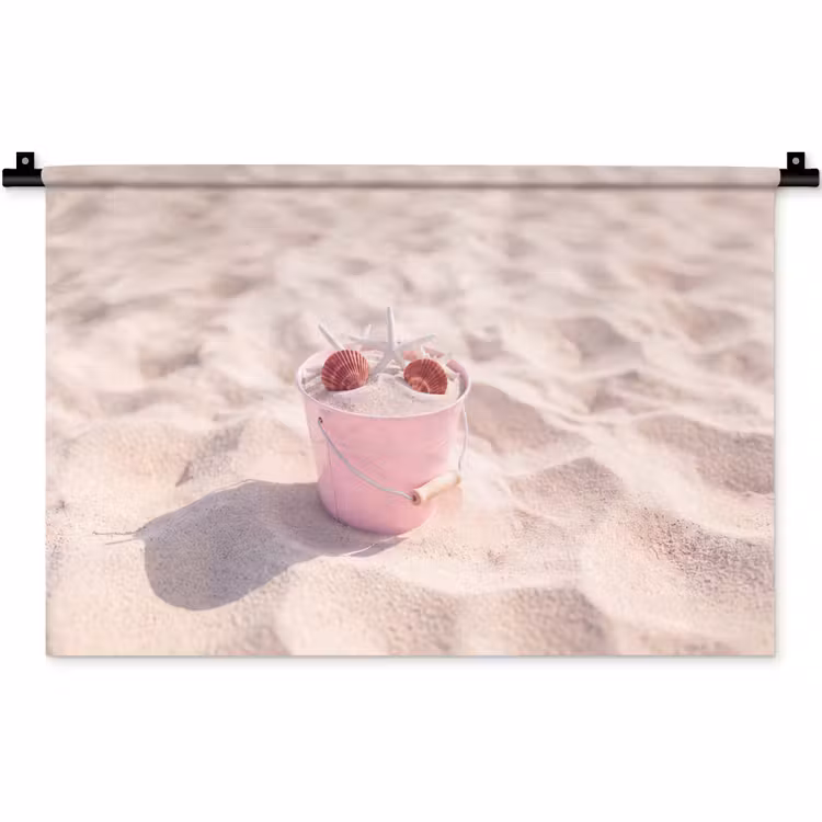 Strand - Schelpen - Zomer - Roze - Decoratie Wandkleed katoen klein -zz3d