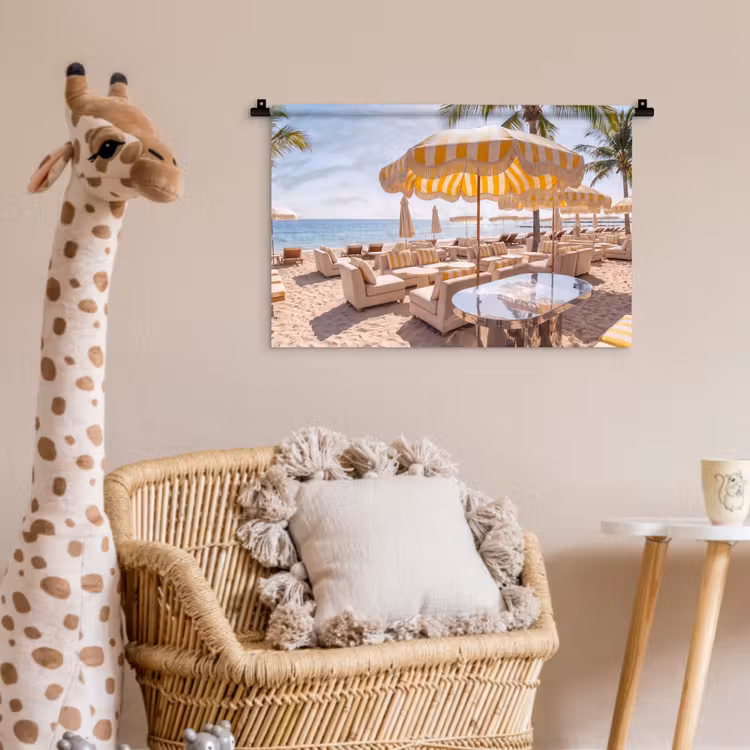 Strand - Ligbedden - Vakantie - Modern - Geel Wandkleed katoen klein -wsfeer5_kind
