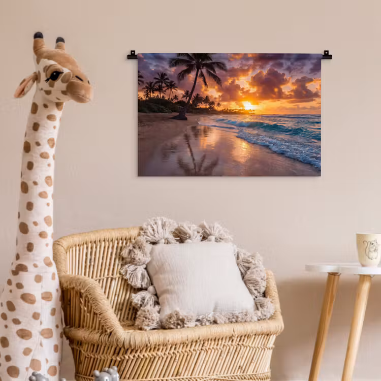 Strand - Zonsopgang - Tropisch - Natuur - Oranje Wandkleed katoen klein -wsfeer5_kind