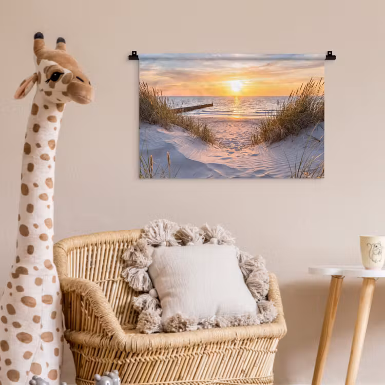 Strand - Zonsondergang - Natuur - Landschap Wandkleed katoen klein -wsfeer5_kind