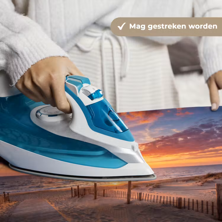Strand - Zonsondergang - Zee - Natuur - Oranje Wandkleed katoen klein -sfeer9