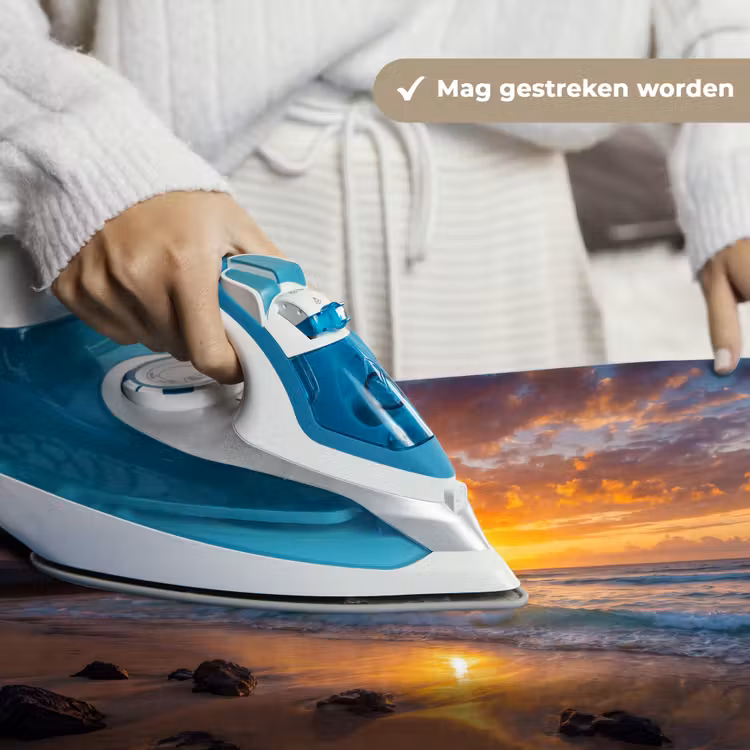 Strand - Zonsondergang - Golven - Natuur - Oranje Wandkleed katoen klein -sfeer9