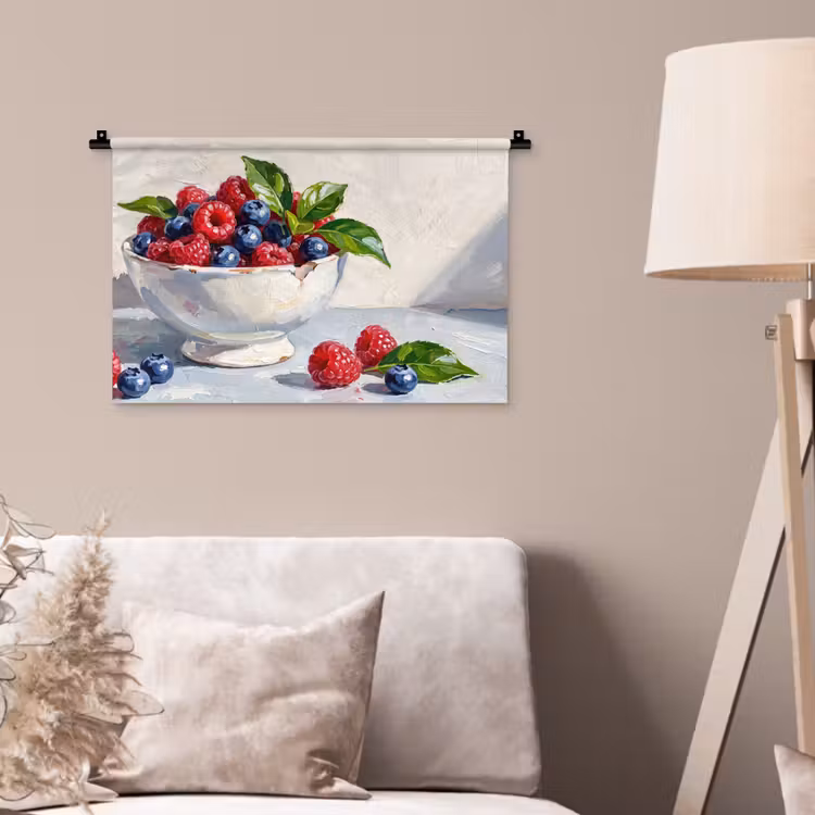 Wall Hanging - Berries - Bowl - Food - Bessen - Kom - Eten Wandkleed katoen klein