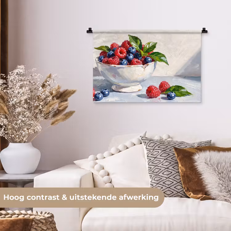 Wall Hanging - Berries - Bowl - Food - Bessen - Kom - Eten Wandkleed katoen klein