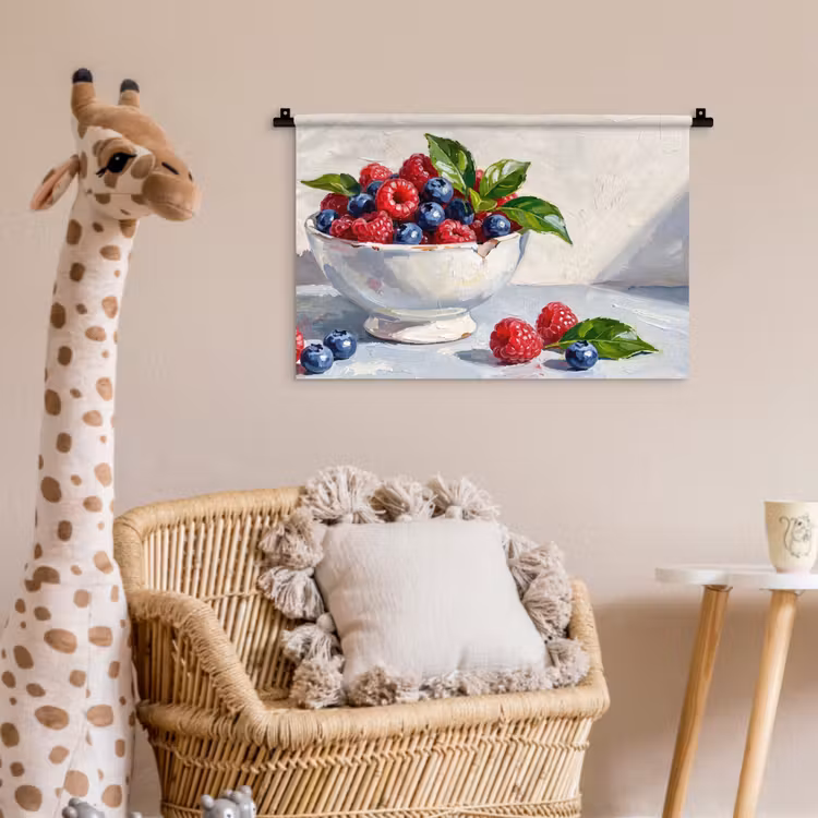 Wall Hanging - Berries - Bowl - Food - Bessen - Kom - Eten Wandkleed katoen klein