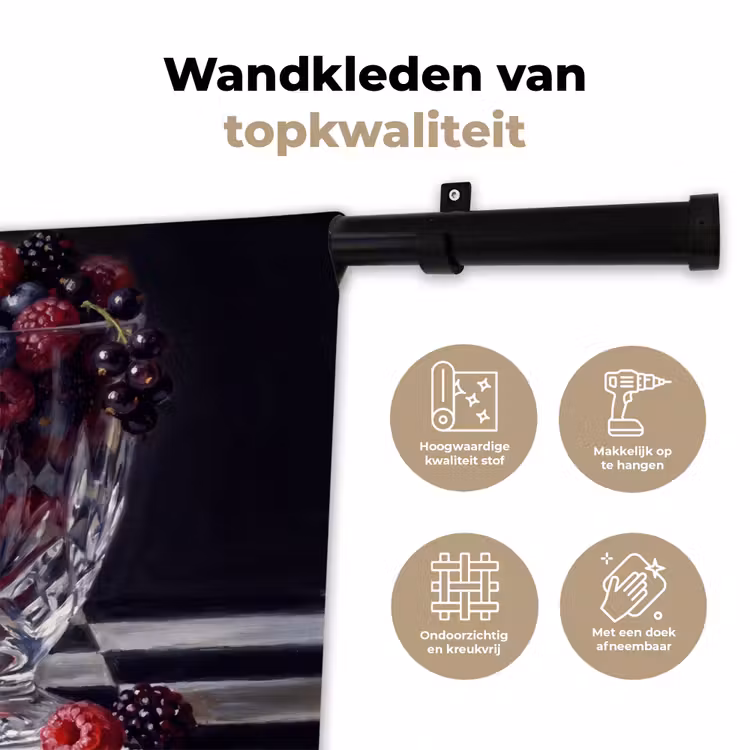 Wall Hanging - Berries - Crystal - Still Life - Bessen - Kristal - Stilleven Wandkleed katoen klein