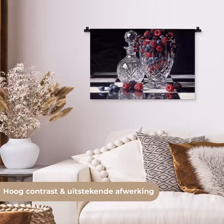 Wall Hanging - Berries - Crystal - Still Life - Bessen - Kristal - Stilleven Wandkleed katoen klein