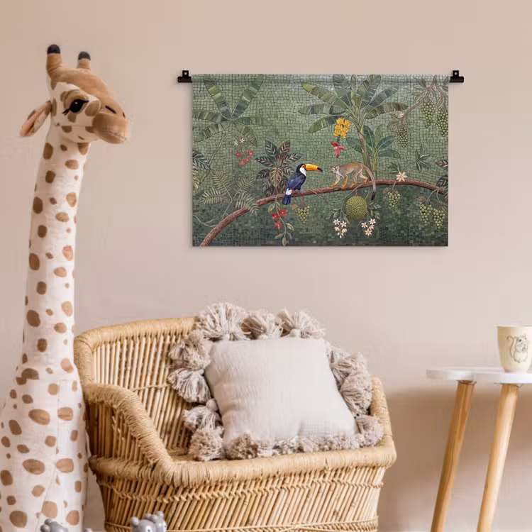 Vogel - Dier - Jungle - Mozaïek - Natuur Wandkleed katoen klein -wsfeer5_kind