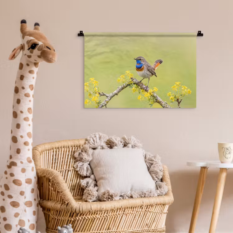 Vogel - Tak - Natuur - Kleurrijk Wandkleed katoen klein -wsfeer5_kind