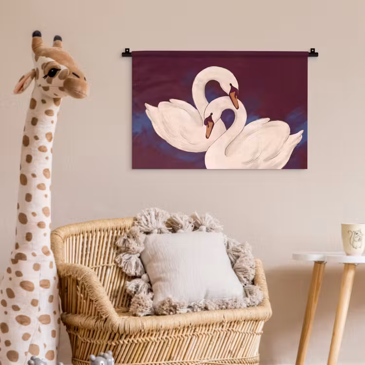 Vogel - Koppel - Liefde - Abstract - Wit Wandkleed katoen klein -wsfeer5_kind