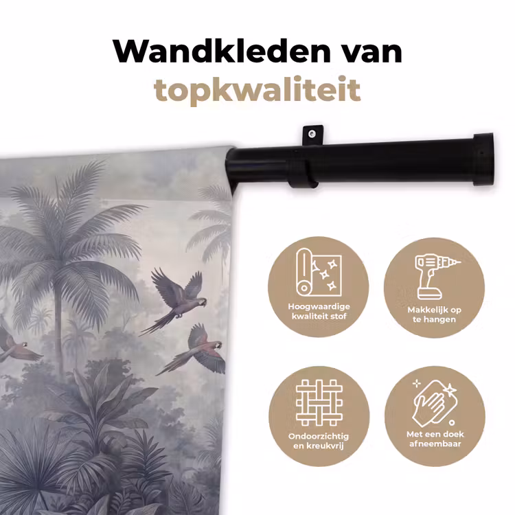 Vogel - Vliegend - Jungle - Vintage - Dieren Wandkleed katoen klein -sfeer2