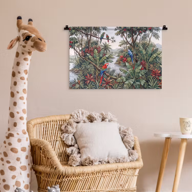Vogel - Jungle - Natuur - Mozaïek - Groen Wandkleed katoen klein -wsfeer5_kind
