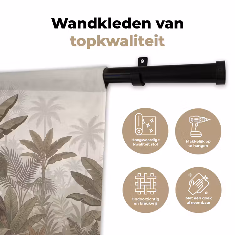 Vogel - Jungle - Tropisch - Illustratie - Groen Wandkleed katoen klein -sfeer2