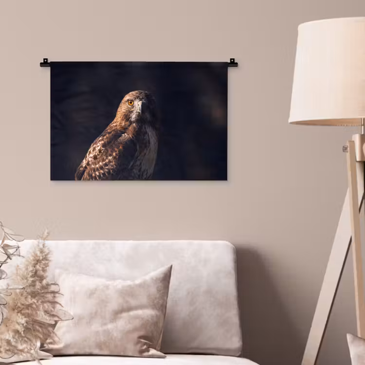 Roofvogel - Buizerd - Bruin Wandkleed katoen klein -sfeer4