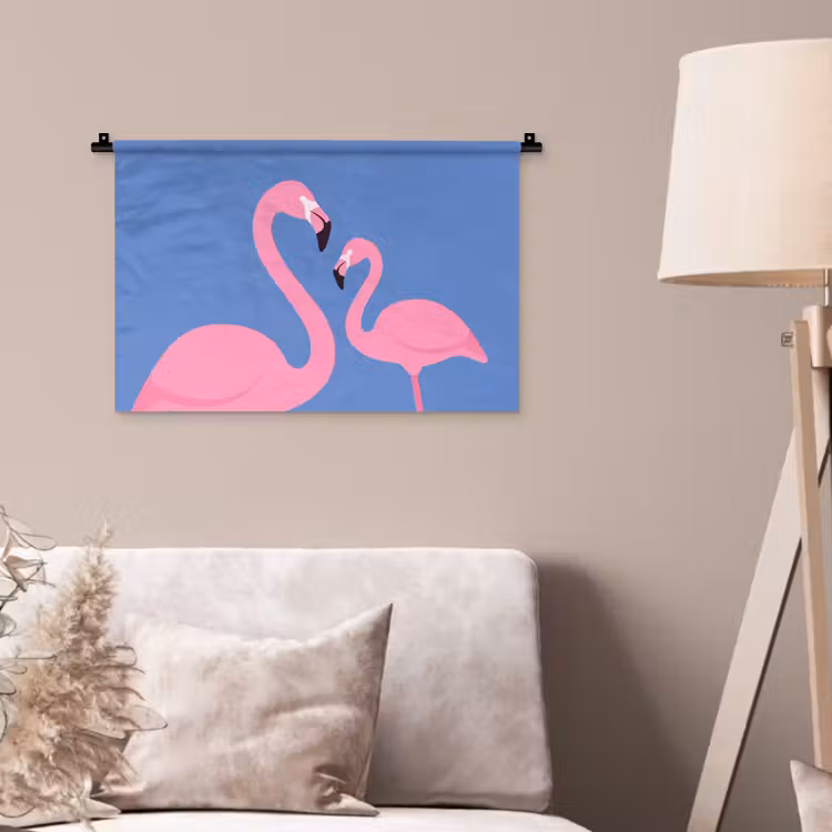 Vogel - Paar - Dieren - Modern - Roze Wandkleed katoen klein -sfeer4