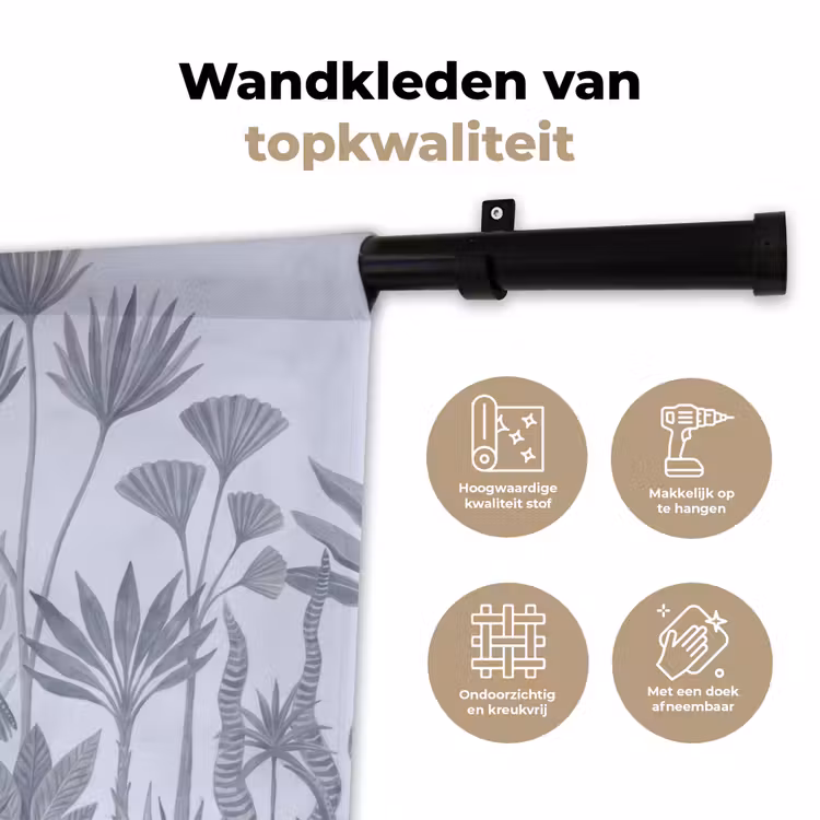 Vogel - Tropisch - Illustratie - Blauwgrijs - Natuur Wandkleed katoen klein -sfeer2