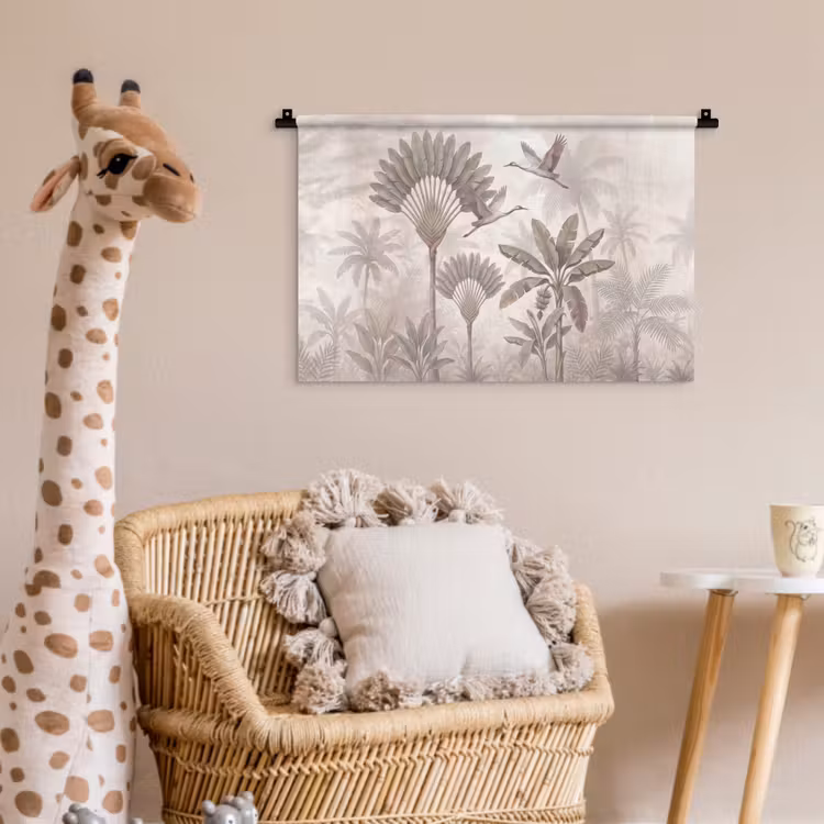 Vogel - Tropisch - Jungle - Natuur - Beige Wandkleed katoen klein -wsfeer5_kind