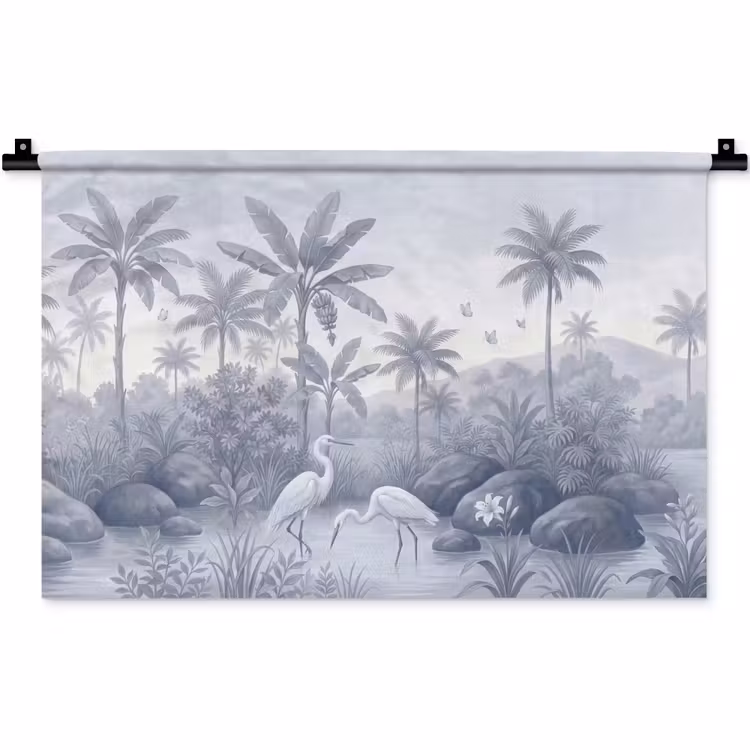 Vogel - Water - Tropisch - Natuur - Blauw Wandkleed katoen klein -zz3d
