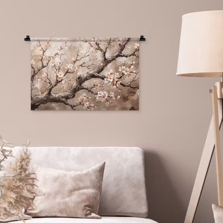 Bloesem - Takken - Schilderij - Beige - Serene Wandkleed katoen klein -sfeer4