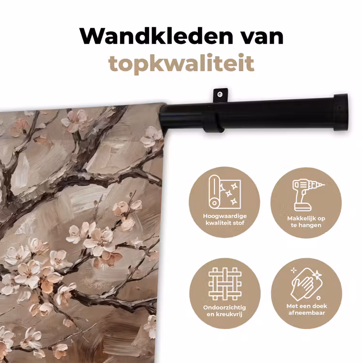 Bloesem - Takken - Schilderij - Beige - Serene Wandkleed katoen klein -sfeer2