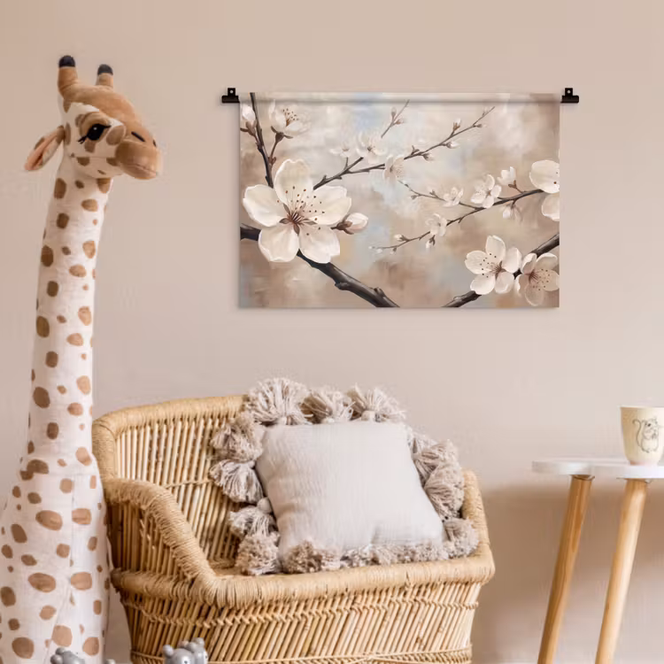 Bloesem - Takken - Schilderij - Beige - Serene Wandkleed katoen klein -wsfeer5_kind