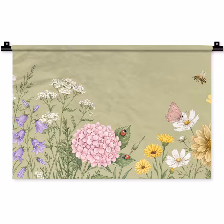 Botanisch - Bloemen - Kleurrijk Wandkleed katoen klein -zz3d