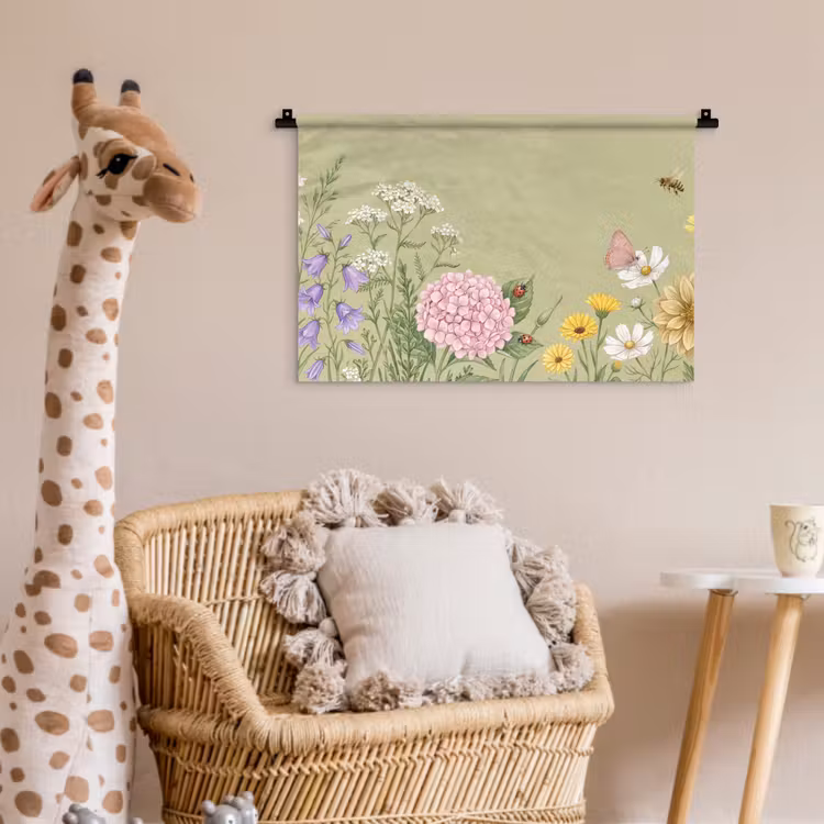Botanisch - Bloemen - Kleurrijk Wandkleed katoen klein -wsfeer5_kind
