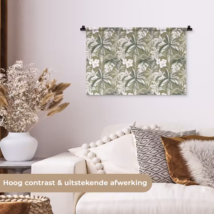 Botanisch - Bloemen - Groen Wandkleed katoen klein 269 -sfeer1