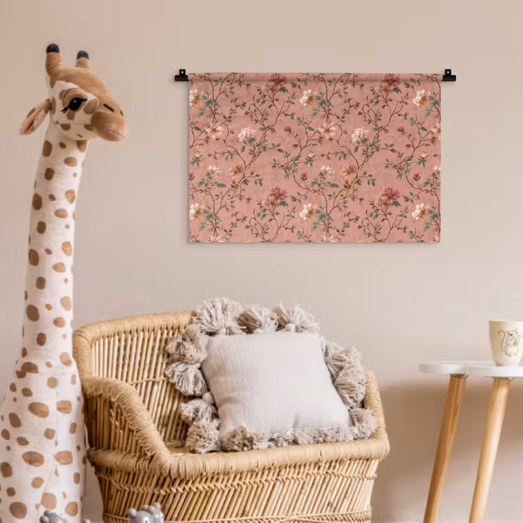 Botanisch - Bloemen - Roze Wandkleed katoen klein 269 -wsfeer5_kind