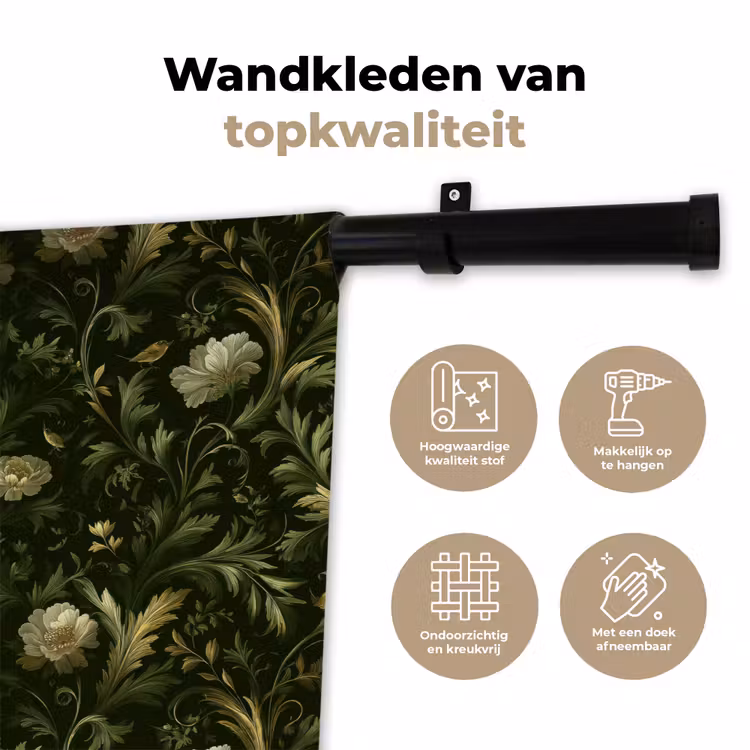 Botanisch - Naadloos - Bloemen Wandkleed katoen klein 269 -sfeer2