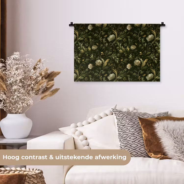 Botanisch - Naadloos - Bloemen Wandkleed katoen klein 269 -sfeer1