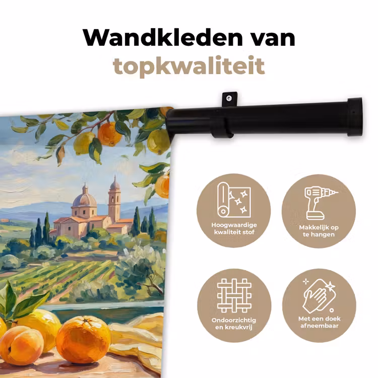 Wall Hanging - Bottle - Fruit - Still Life - Fles - Fruit - Stilleven Wandkleed katoen klein