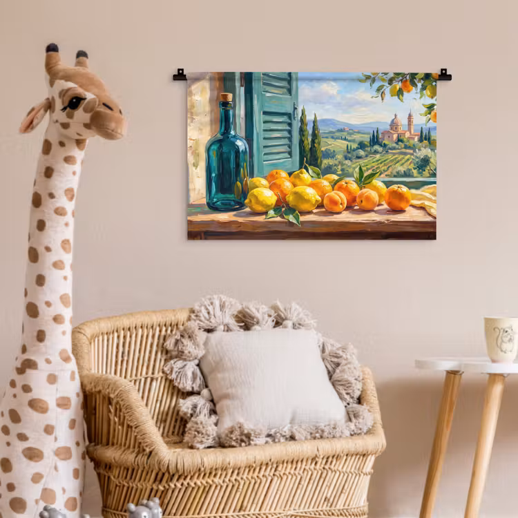 Wall Hanging - Bottle - Fruit - Still Life - Fles - Fruit - Stilleven Wandkleed katoen klein