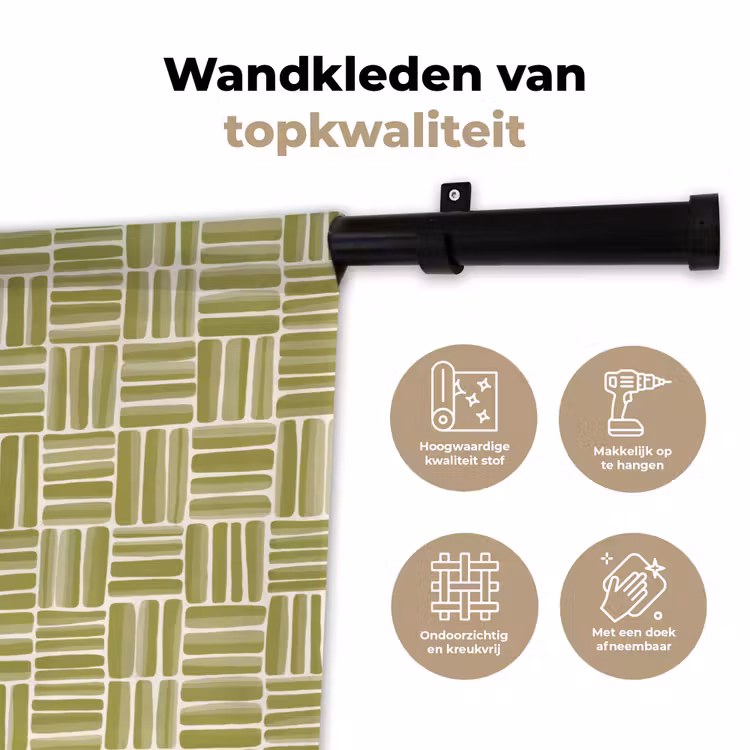 Vlecht - Patroon - Groen Wandkleed katoen klein 269 -sfeer2