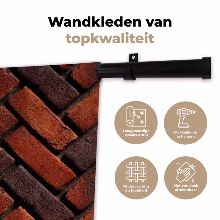 Bakstenen - Visgraat - Structuur - Roodbruin Wandkleed katoen klein 269 -sfeer2