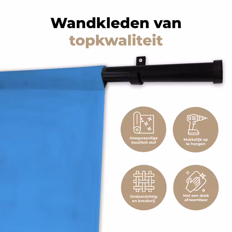 Bright - Azure - Blauw Wandkleed katoen klein 269 -sfeer2