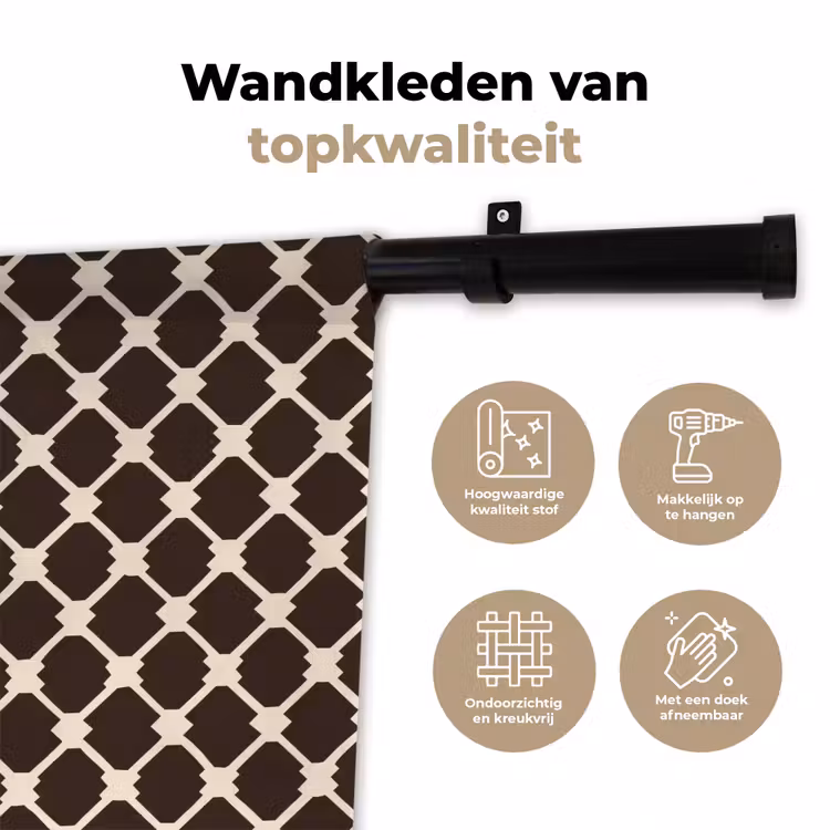 Bruin - Ruitpatroon - Geometrisch Wandkleed katoen klein 269 -sfeer2