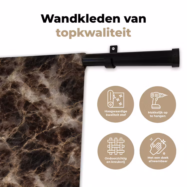 Bruin - Goud - Marmer Wandkleed katoen klein 269 -sfeer2