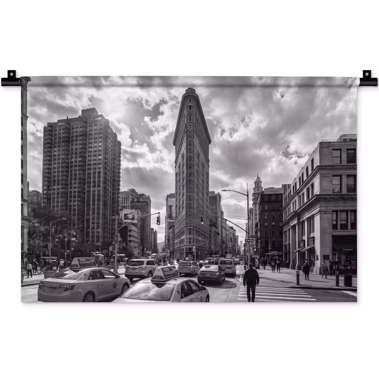 Gebouw - Hoogbouw - Stad - Architectuur - Zwart-wit Wandkleed katoen klein -zz3d