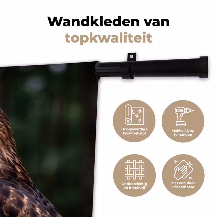 Buizerd - Roofvogel - Natuur - Bruin Wandkleed katoen klein -sfeer2